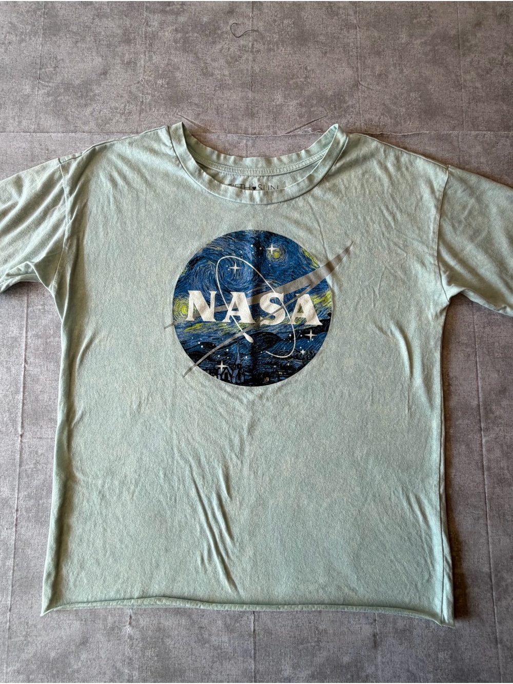 Fifth Sun NASA Blue Graphic Crew Neck Cotton Blend Tee Large
